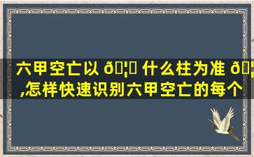 六甲空亡以 🦉 什么柱为准 🦁 ,怎样快速识别六甲空亡的每个日期